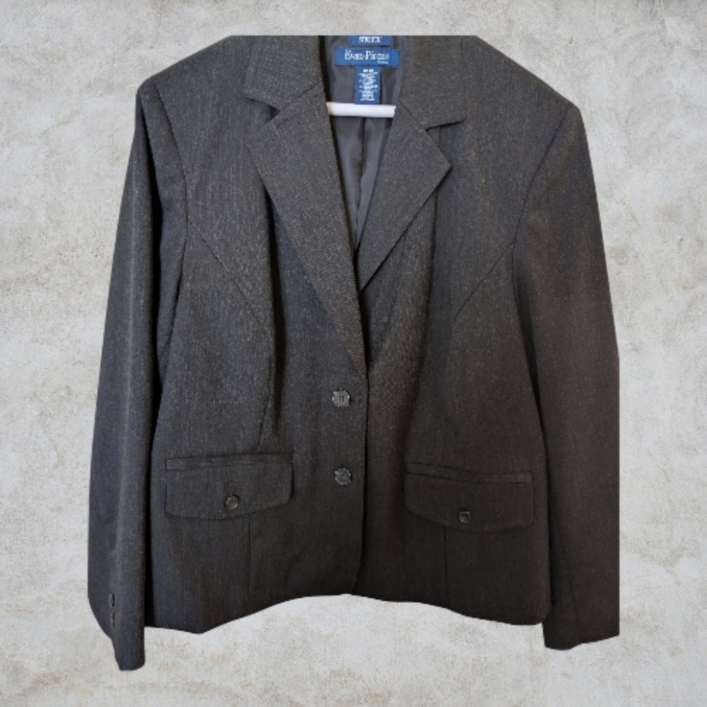 16W Evan Picone Jacket - Charcoal Stretch Waist Detail Career